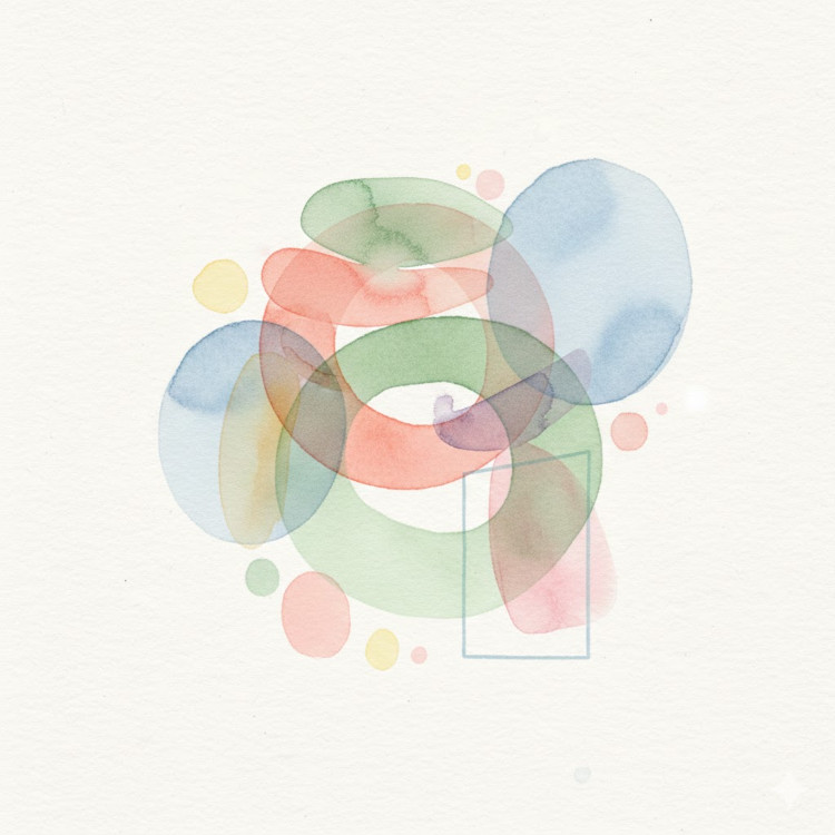 Forme astratte che si appoggiano l'una all'altra , simbolo di sostegno reciproco e presenza costante.